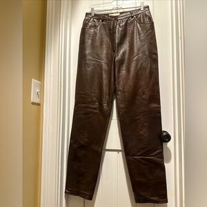 COPY - Escada Brown Lambskin Leather Pants Size 10 EU Size 42 Super Soft $998